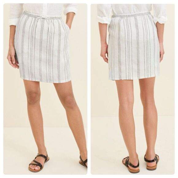 Garnet Hill Essential Linen Pull-On Skirt - Picture 1 of 9